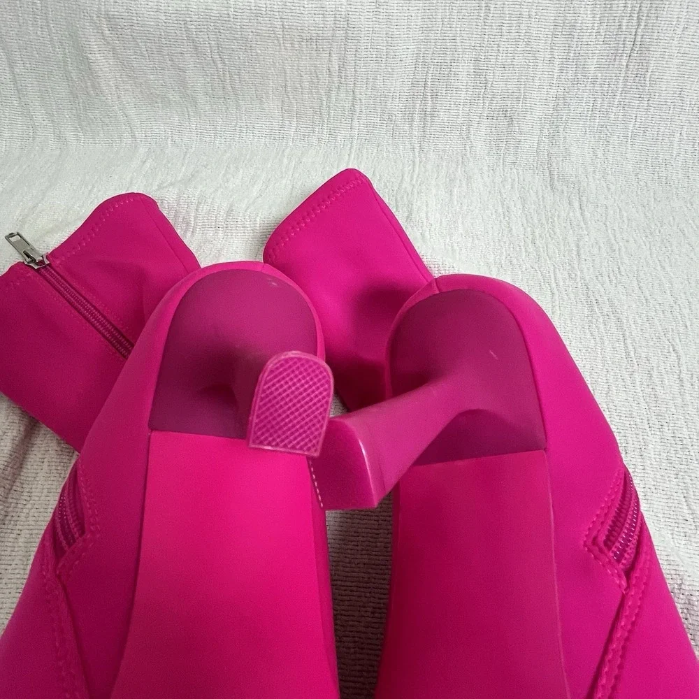 STEVE MADDEN Womens Pink Stretch Pointed Toe Zip-Up Booties 8.5 M Boots Mob Wife